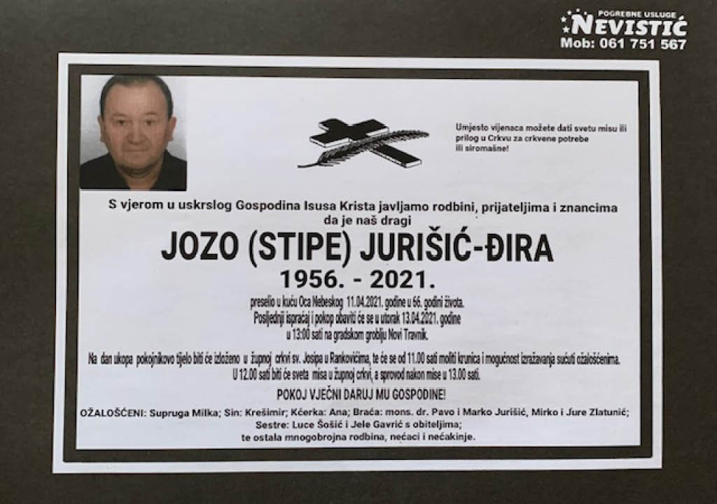Preminuo Jozo Jurišić, brat mons. Pave 5 jozo jurisic 1