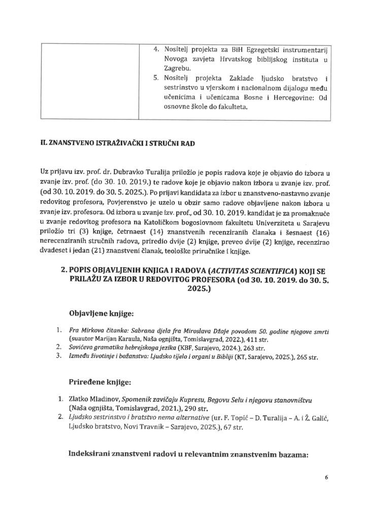 Izvjesce Komisije s prijedlogom za izbor u zavnje KSPSZ D.T 0006