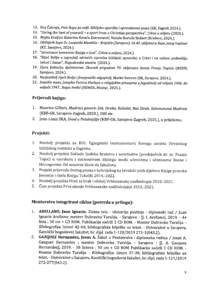 Izvjesce Komisije s prijedlogom za izbor u zavnje KSPSZ D.T 0009