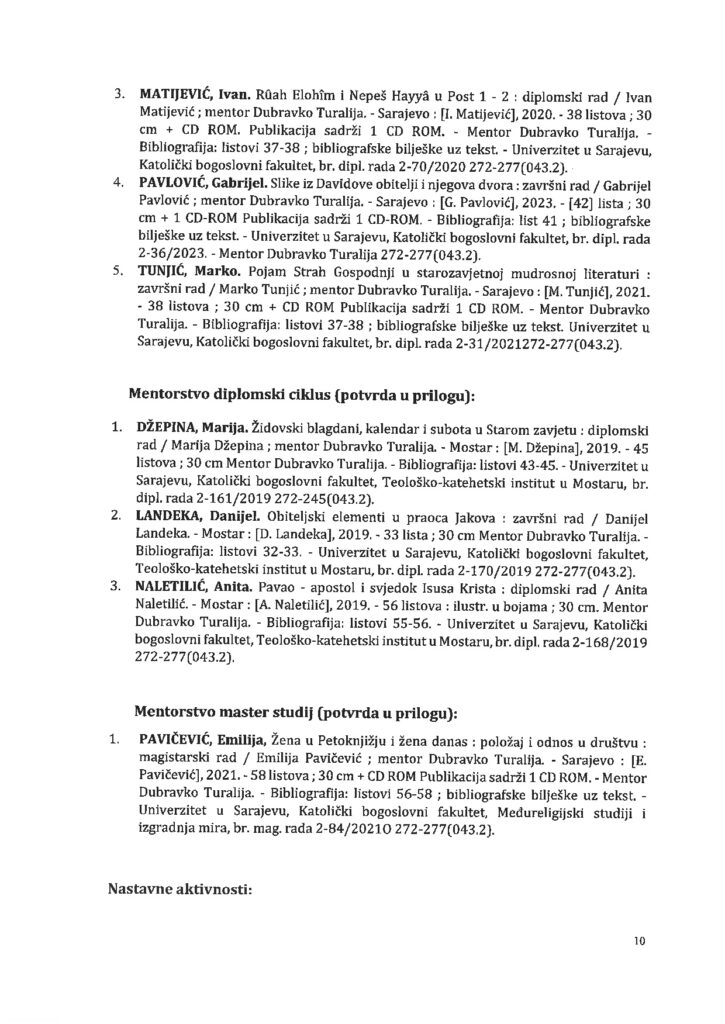 Izvjesce Komisije s prijedlogom za izbor u zavnje KSPSZ D.T 0010