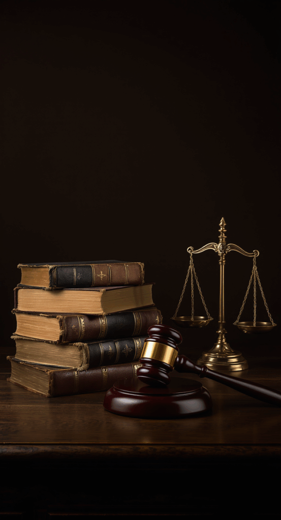 Firefly Flux A stylized photograph of classic legal symbols such as a collection of old leather 361295